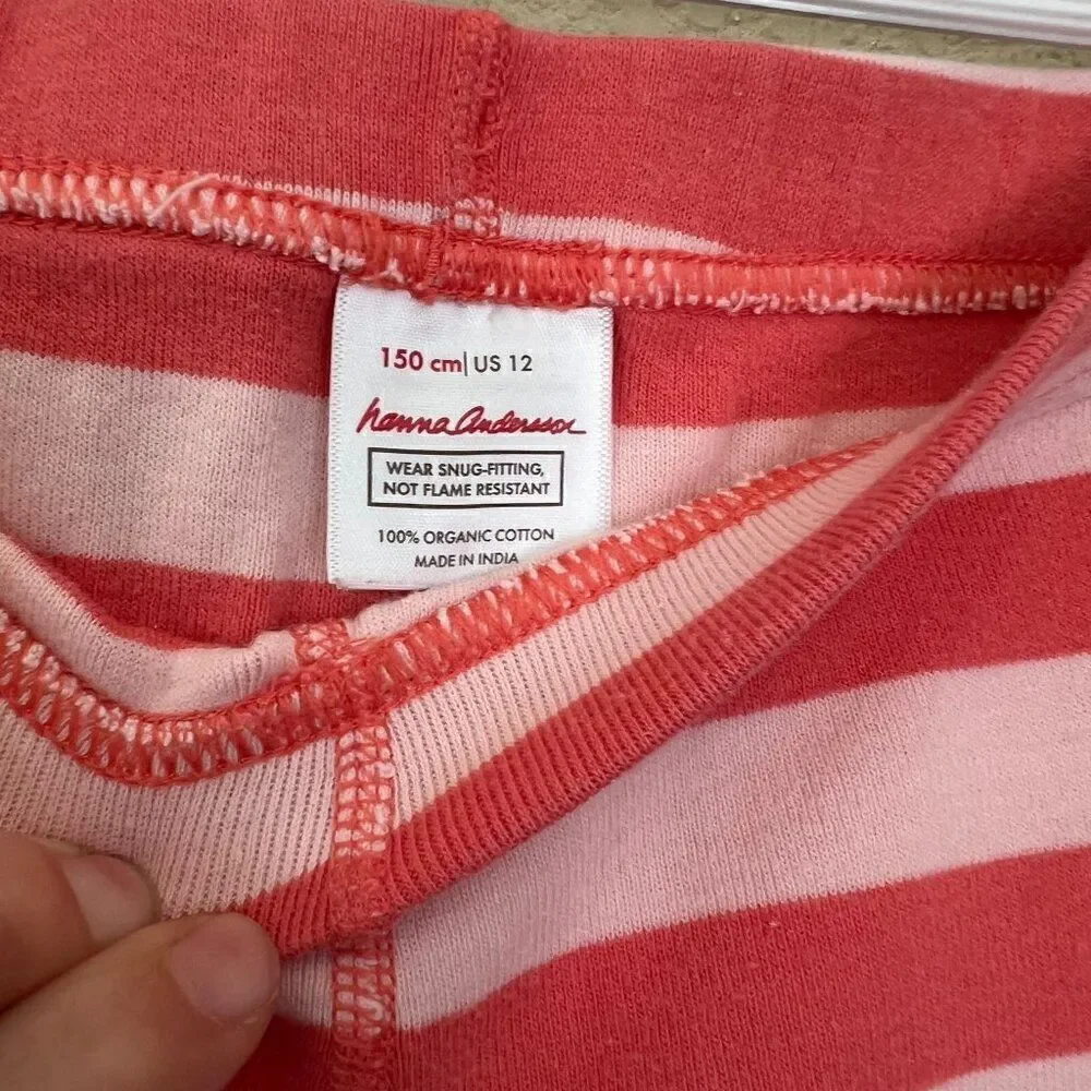 Hanna Andersson Pink Striped Long Sleeve Pajama Set Size 12